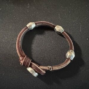 James Avery Leather Cord Bracelet with Silver Beads